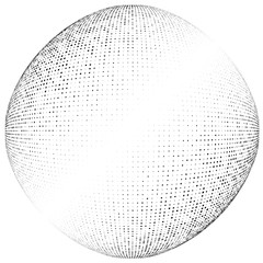 Poster - Half-tone dots. Dotted, circles pattern. Sphere, orb or globe distortion speckles. Diffuse radial, radiating bulge, bloat warp. Polka-dot inflate design. Abstract circles circular geometric pattern