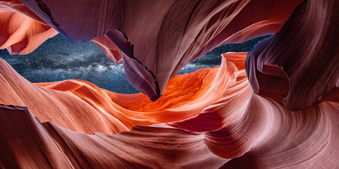 Wall Mural - Milky way - Antelope Canyon near Page with beautfiful rock formation, background concept