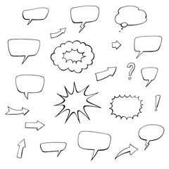 Sticker - set of comic doodles, hand drawn speech bubbles