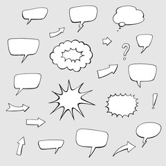 Wall Mural - set of comic doodles, hand drawn speech bubbles