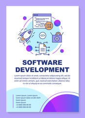 Software development poster template layout. Web programming. Banner, booklet, leaflet print design with linear icons. Vector brochure page layouts for magazines, advertising flyers