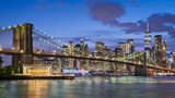Fototapeta Mosty linowy / wiszący - Manhattan and Brooklyn Bridge, New York City