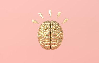 Sticker - 3d brain rendering illustration template background. The concept of intelligence, brainstorm, creative idea, human mind, artificial intelligence.