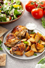 Wall Mural - Roasted chicken and potatoes