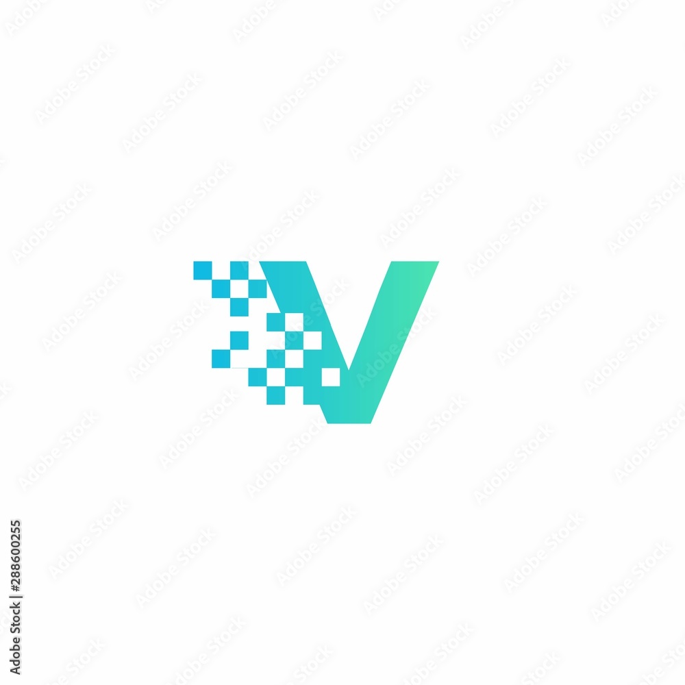 V Letter pixel logo design modern template Stock Vector | Adobe Stock
