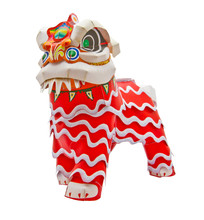 Closeup Cutting Paper Chinese Lion Doll Isolated On White Background 
