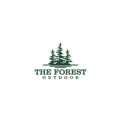 Outdoor mountain nature logo - adventure wildlife pine tree forest design