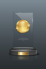 Wall Mural - glass award realistic vector illustration