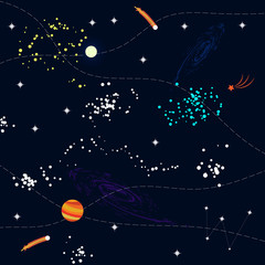 Wall Mural - space flat background with planets and stars