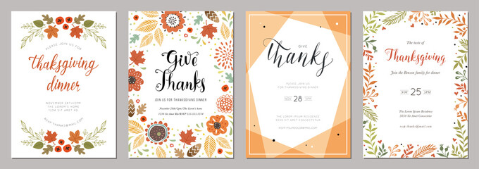 Wall Mural - Thanksgiving greeting cards and invitations.