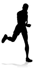 Silhouette runner in a race track and field event