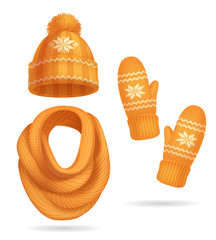 Wall Mural - Winter Yellow Knitted Clothes Set