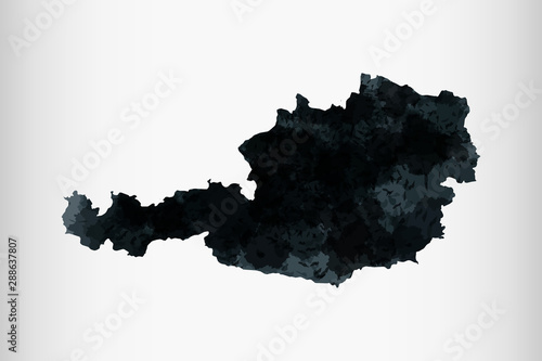 Cuadros en Lienzo Austria watercolor map vector illustration of black color on light background us