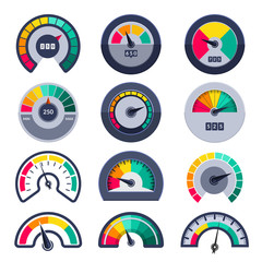 Wall Mural - speedometers symbols. indicate level score meter indices measure vector templates. illustration mete