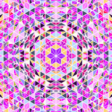 Abstract Polygonal Dynamic Circular Tiled Mosaic Background - Psychedelic Colorful Vector Graphic Design With Triangle Tiles