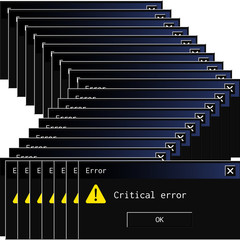 Wall Mural - Vintage system error message popup in contemporary night mode dark theme.