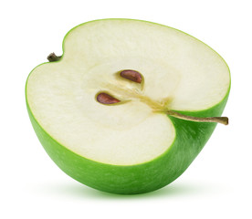 Wall Mural - cut green apple isolated on white background