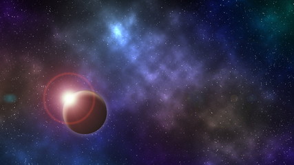 Fototapete - Mystery planet against colorful nebula cosmos sky, elements of this image furnished by NASA