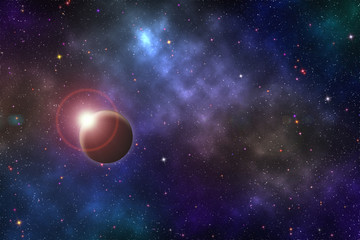 Fototapete - Blue super moon isolated on black background Mystery planet against colorful nebula cosmos sky, elements of this image furnished by NASA