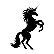 Black Unicorn Sign On A White Background.
