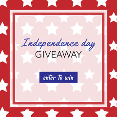 Wall Mural - Independence day giveaway banner. Vector square red template with white stars for social media contest