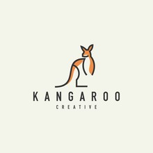 Monoline Kangaroo Logo-vector Illustration On A Light Background