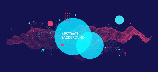 Template for science and technology presentation. Plexus style background.
