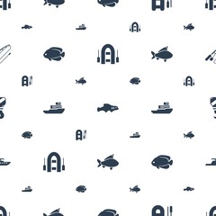 Wall Mural - fishing icons pattern seamless white background