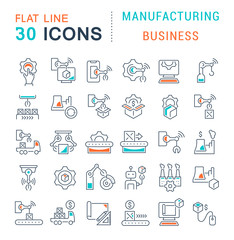 Wall Mural - Set Vector Line Icons of Manufacturing Business