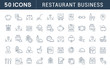 Set Vector Line Icons of Restaurant Business