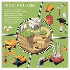 Poster - Isometric Mining Industry Composition