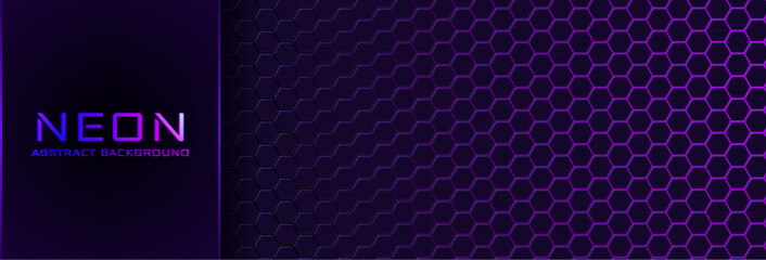 Wall Mural - abstract neon background with violet light, line and texture. vector banner design in dark night col