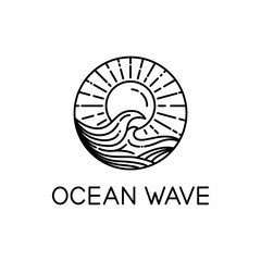 Poster - ocean waves line art