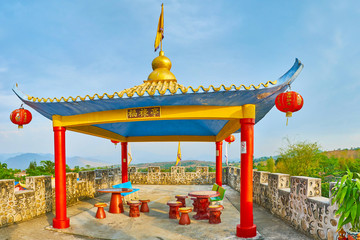 Poster - Chinese pavilion in fortress of Santichon tea village, Thailand