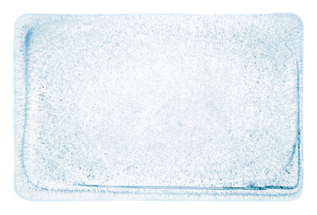 Wall Mural - Large rectangle block of clear ice with frozen air bubbles, on white background, with clipping path.