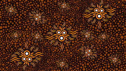 Wall Mural - Illustration based on aboriginal style of dot background.