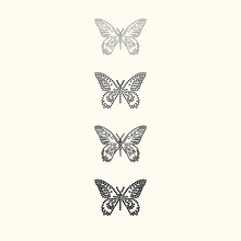 Six Inch Wide Sized Butterfly Layout For Rhinestones Or Studs Designs