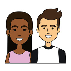 Wall Mural - young interracial couple urban style characters