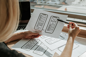 Wall Mural - ux mobile application wireframe. sketch, prototype, framework, layout future app design project. ui/