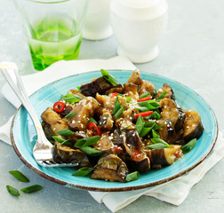 Wall Mural - Chinese vegetables in sweet and sour sauce. Selective focus