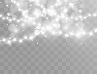 Christmas lights isolated on transparent background. Vector illustration.