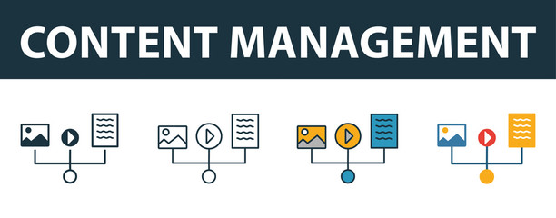 Wall Mural - content management icon set. four elements in diferent styles from project management icons collecti