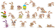 Large Cartoon Collection Of A Crazy Rabbit
