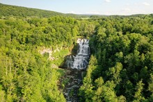 Aerial View Of Chittenango Falls In Upstate New York During Summer