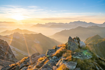 Canvas Print - Sonnenuntergang in den Alpen