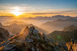 Leinwandbild Motiv Sonnenuntergang in den Alpen