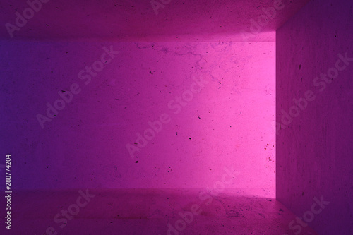 Pink loft style spacious hall with blank mock up wall and concrete floor.