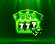 Casino Neon cover, slot machines and roulette with cards, Scene background art