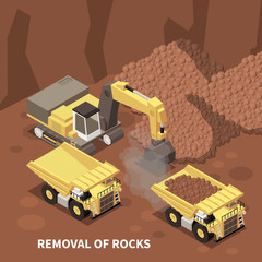 Poster - Mining Machinery Isometric Background