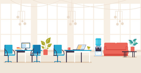 Empty no people bank office concept. Vector flat cartoon graphic design illustration